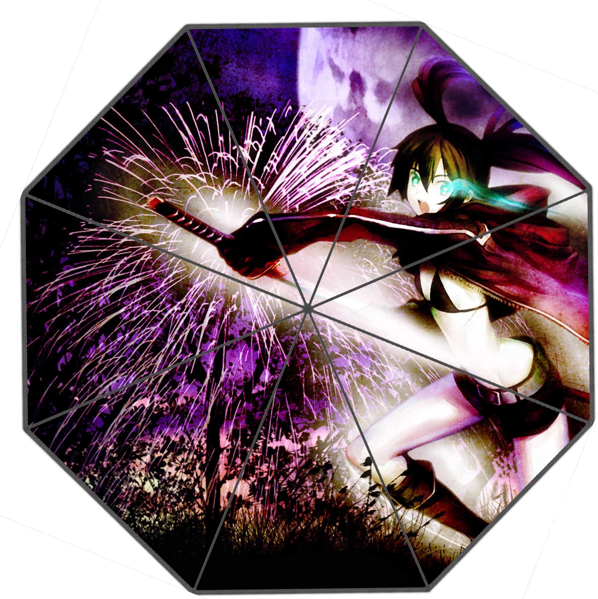 Bout it!! Custom Cool Design Anime Black Rock Shooter 02 Printed Portable Fashion Foldable Umbrella!Browsing more details below--WSM-051001-016