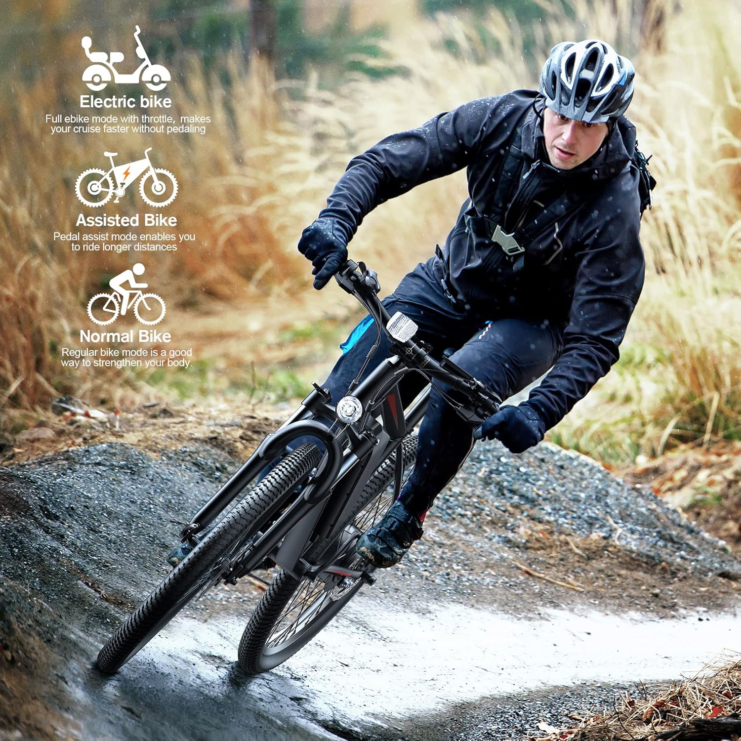 TotGuard Electric Bike, Electric Bike for Adults, 26" Ebike 700W Peak Motor, 20MPH Electric Mountain Bike with 374.4WH Removable Battery, Up to 50 Miles,Front Suspension Fork,SGS Certified to UL 2849