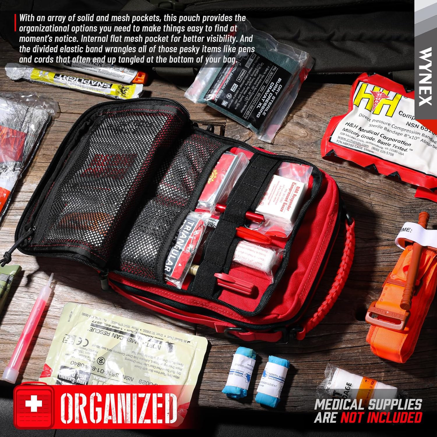 WYNEX Tactical Molle Admin Pouch Utility EMT Pouch Organizer Large Capacity, Molle Strap 6 inch Tactical Webbing Straps Molle Panel Straps