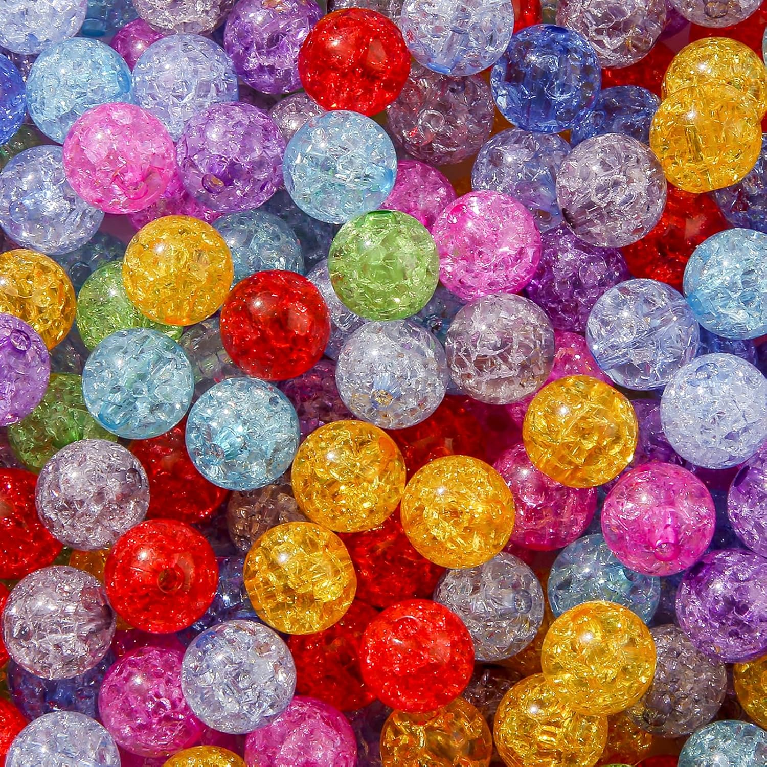 12mm Acrylic Beads 250pcs Color Crack Bead Assorted Colors Round Bubble Beads for DIY Craft Jewelry Necklace Making(Crack-deep) - Image 7