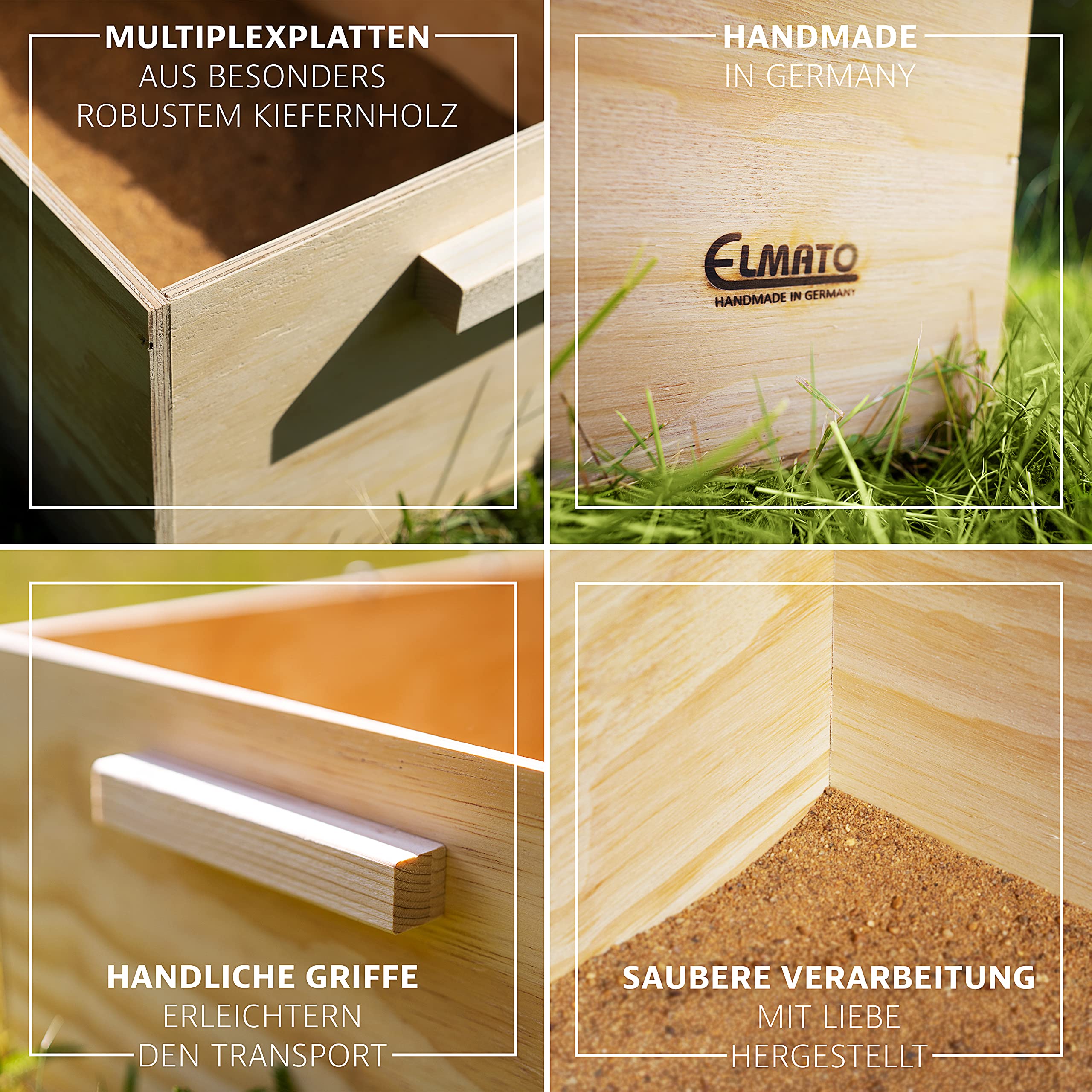 Elmato 12090 Buddelkiste Buddelbox Sandbad mit Leiter und 5kg Sand, 53x38x21cm