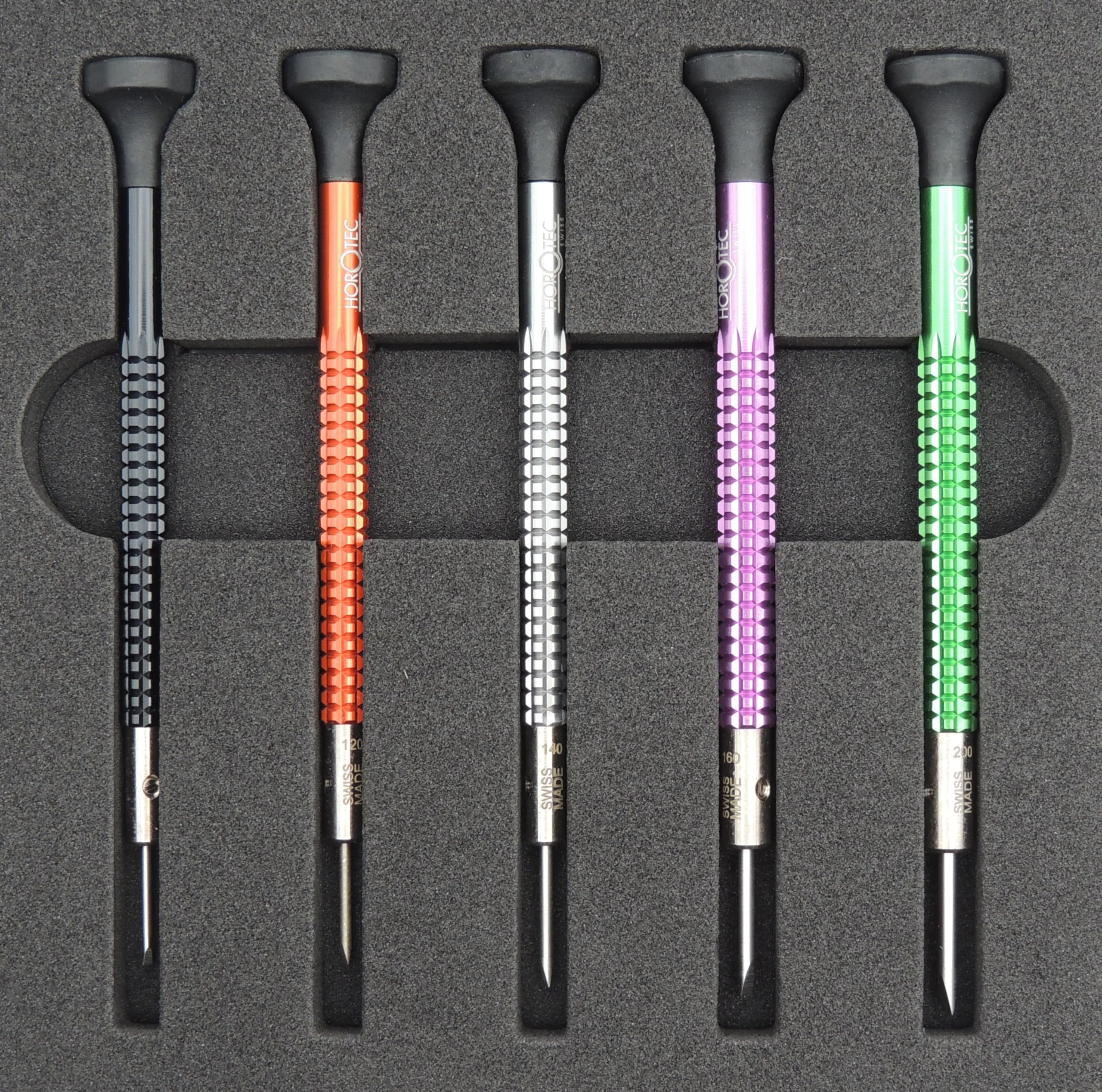 KD89 Horotec MSA01.020 Präzisions-Uhrmacherschraubendreher aus Aluminium und Bohrern aus Edelstahl – Swiss Made, rot, 01.020-B