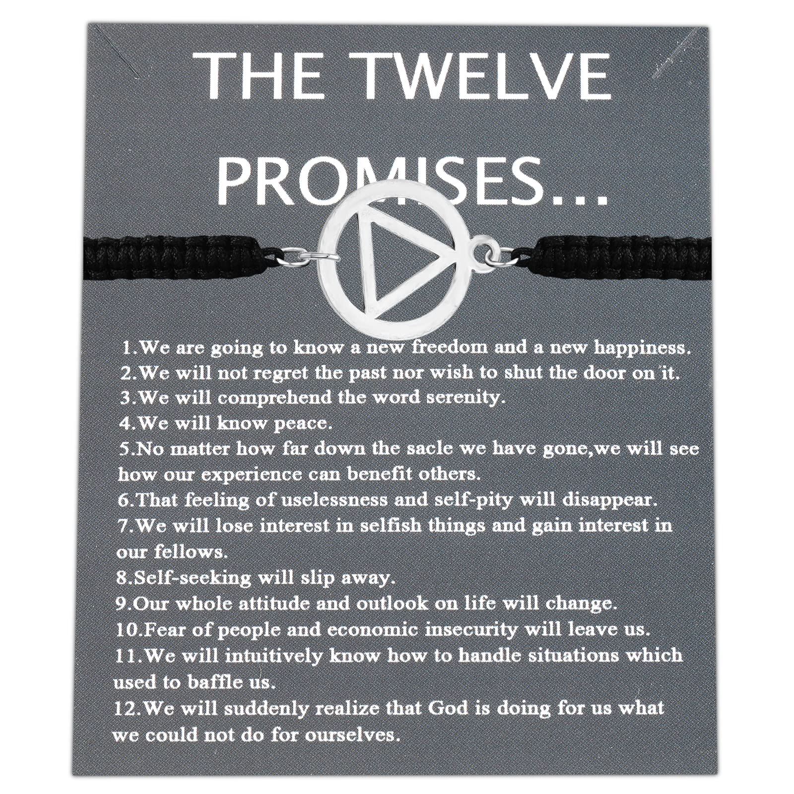 BAUNAAlcoholics Anonymous Bracelet Recovery Jewelry The Twelve Promises AA Sponsor Gift For Men and Women