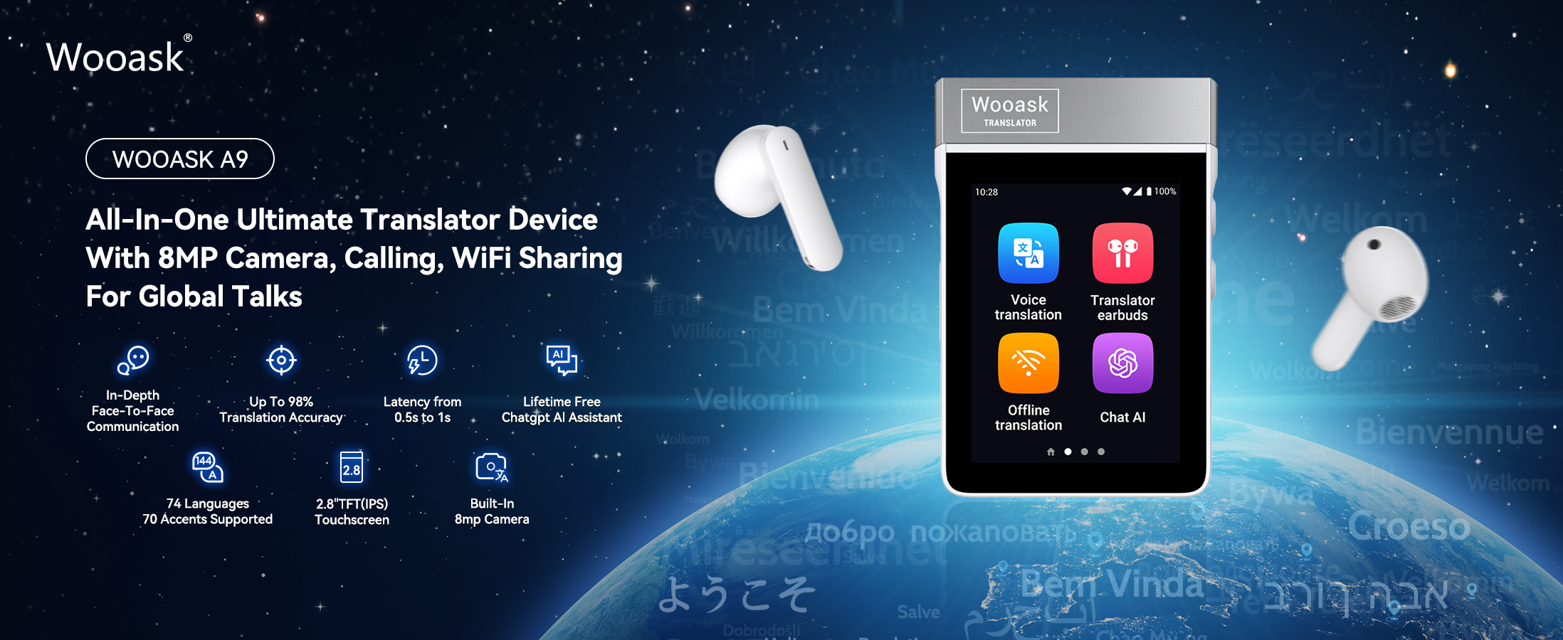 Amazon.com: Wooask A9 Translation Earbuds with AI Assistant, Real