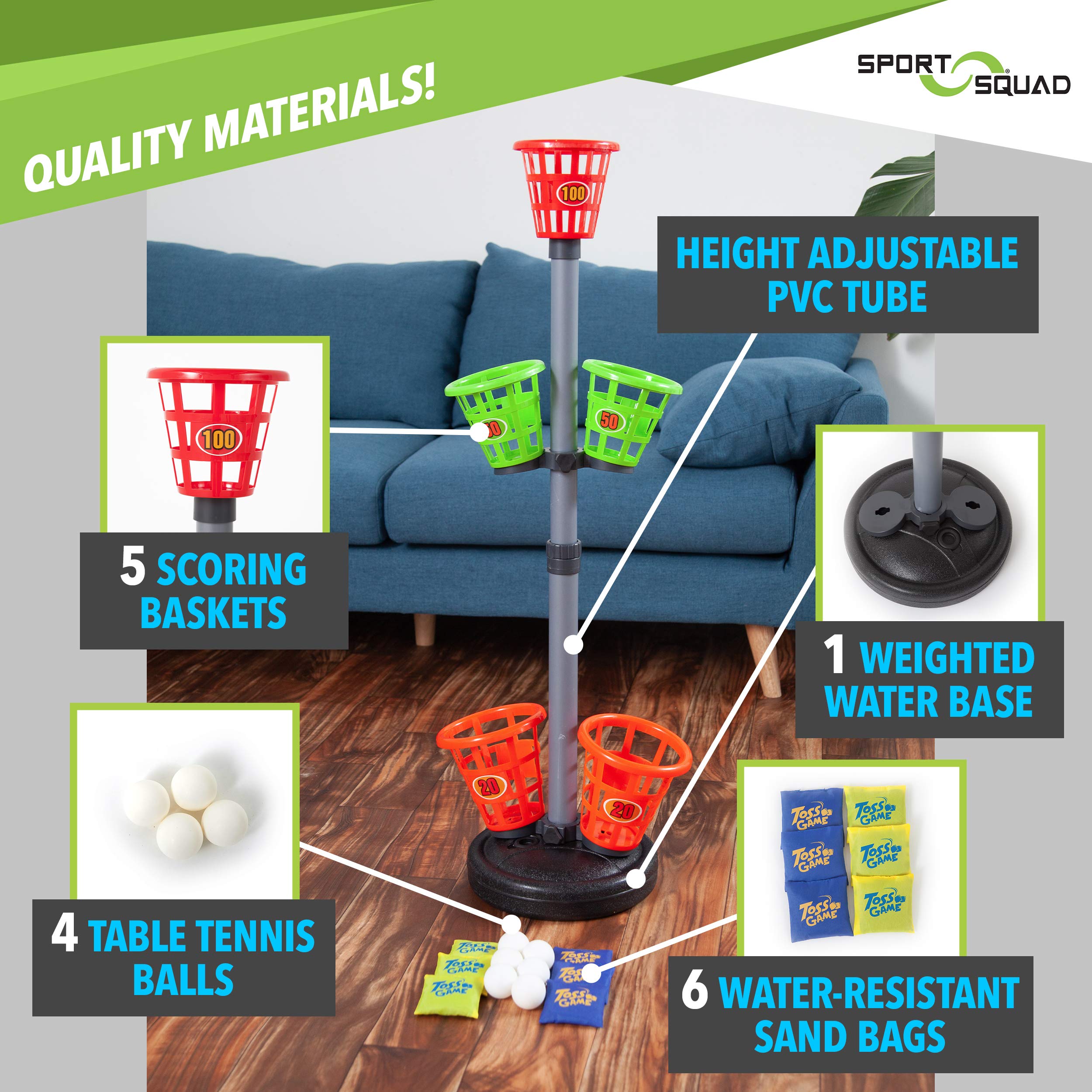 Sport Squad Precision Basket Tower Toss Bean Bag Toss Game for Adults