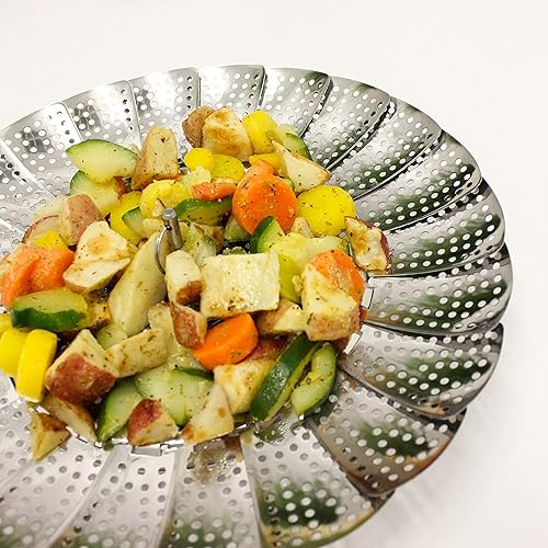 Miniatura 6 de BergHOFF Cesta de vapor de 7 a 11 pulgadas, acero inoxidable 18/8, plegable y expandible, se adapta a la mayoría de ollas y sartenes, acabado