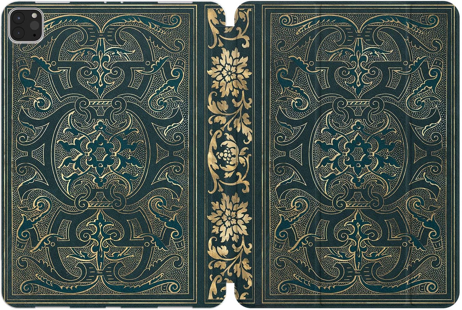 Case Compatible with iPad Pro 13 inch 2024 2022 2020 12.9 11 10.9 Air 6 5 4 3 2 10.2 9th 8th 7th Gen Mini Old Vintage Book Cover Trifold Luxury Victorian Ancient Fancy Gold Auto Wake/Sleep