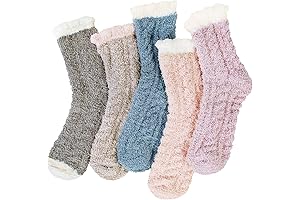 5 Pairs Womens Fuzzy Socks Winter Warm Cozy Fluffy Super Soft Slipper Socks