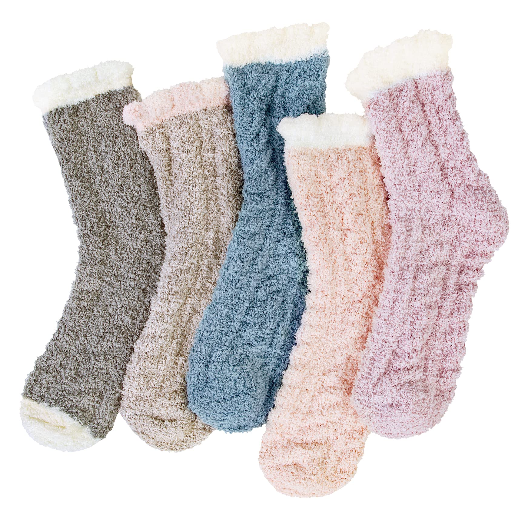 Loritta 5 Pairs Womens Fuzzy Socks Winter Warm Cozy Fluffy Super Soft Slipper Socks