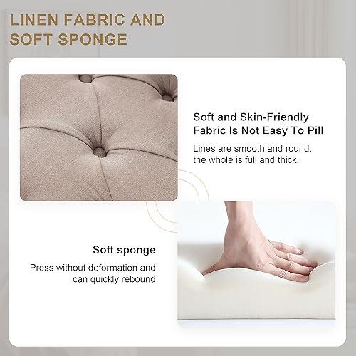 Miniatura 12 de HUIMO Banco de almacenamiento de 48 pulgadas, otomana de almacenamiento con brazos con patas de madera maciza de 7.5 pulgadas, banco de pie de cama