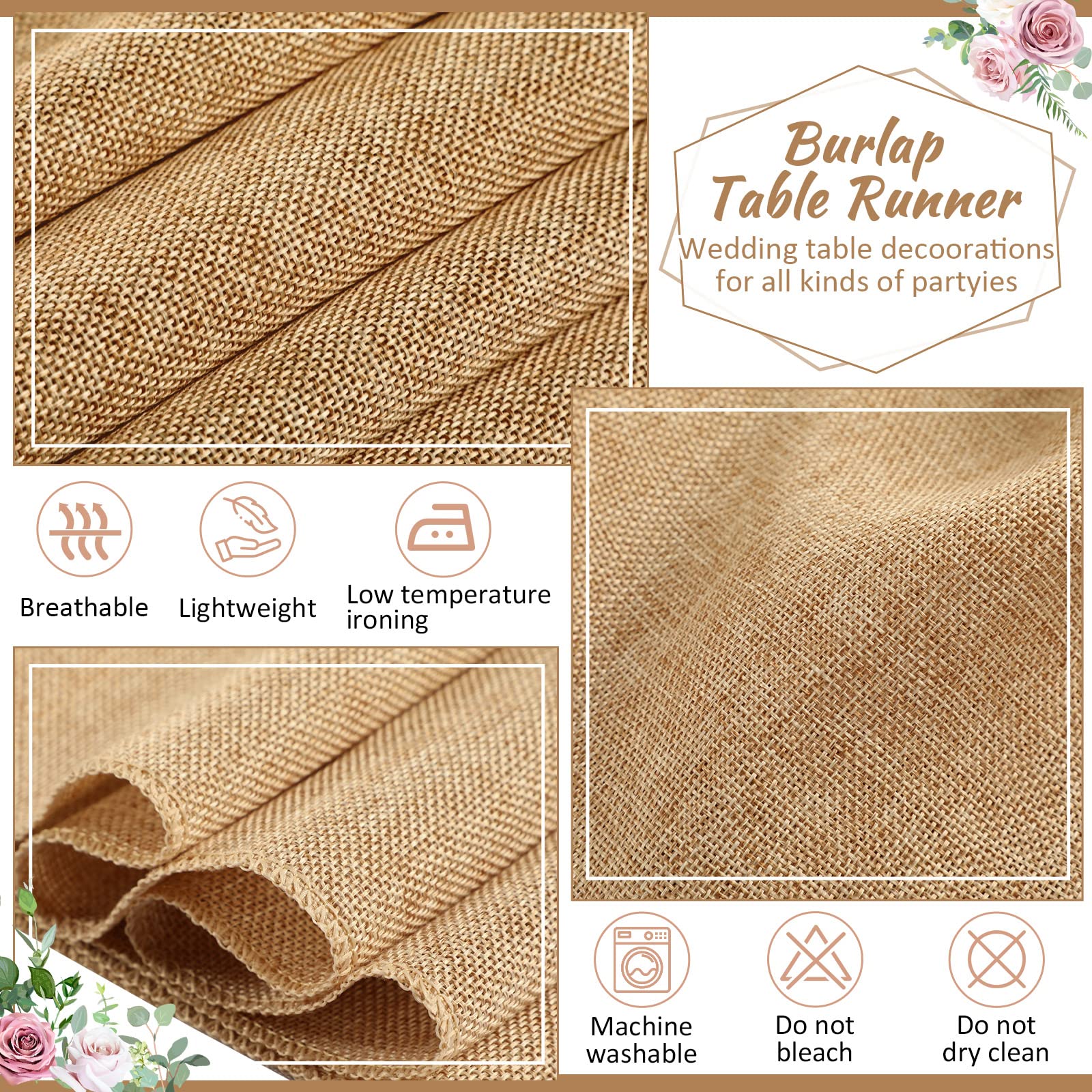 24 Stück Jute-Tischläufer Khaki – Je 30,5x109,9 Cm, Rustikale Landhaus-Deko Für Hochzeit, Weihnachten & Partys