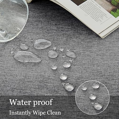 Miniatura 3 de Mantel rectangular impermeable y resistente a las manchas, estilo lino, estilo granja, lavable, decoración de imitación de tela para cocina, comedor