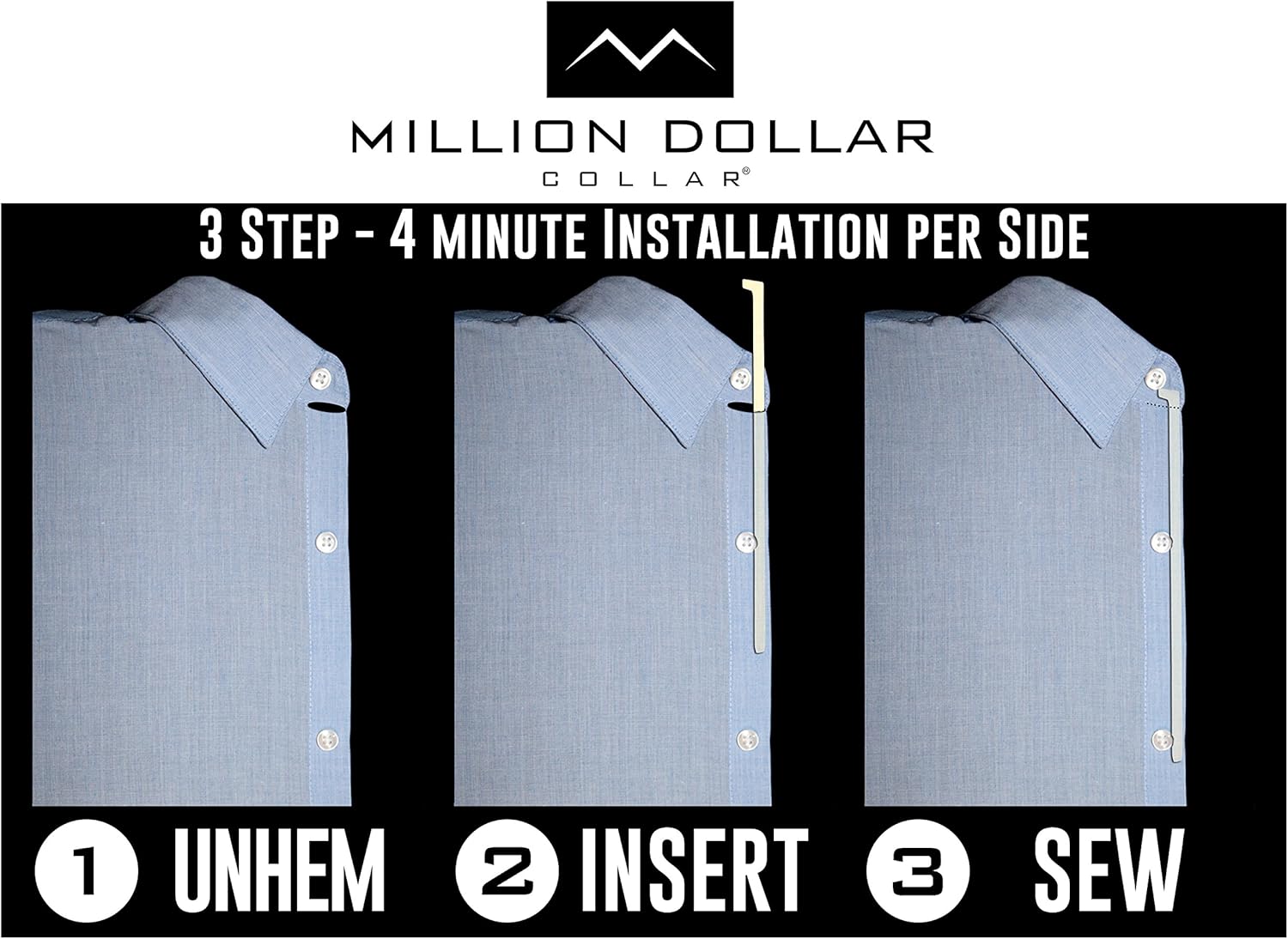 Miniatura 5 de Million Dollar Collar Placket Stays Original Placket Stays - Collar Stays White