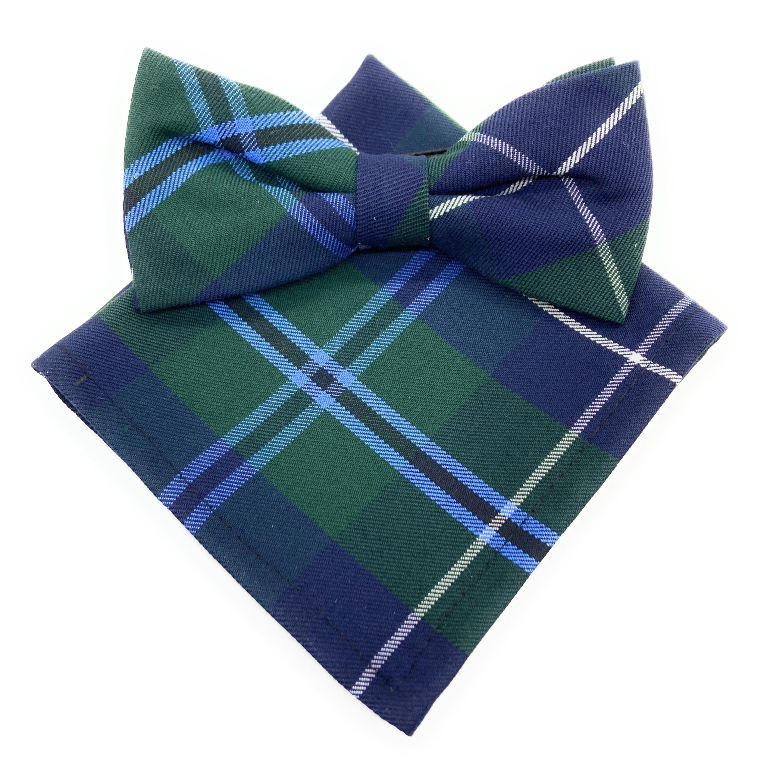 Scottish Essence Men's Douglas Pre-Tied Tartan Bow Tie And Pocket Square Set, Matching Pattern (Douglas)