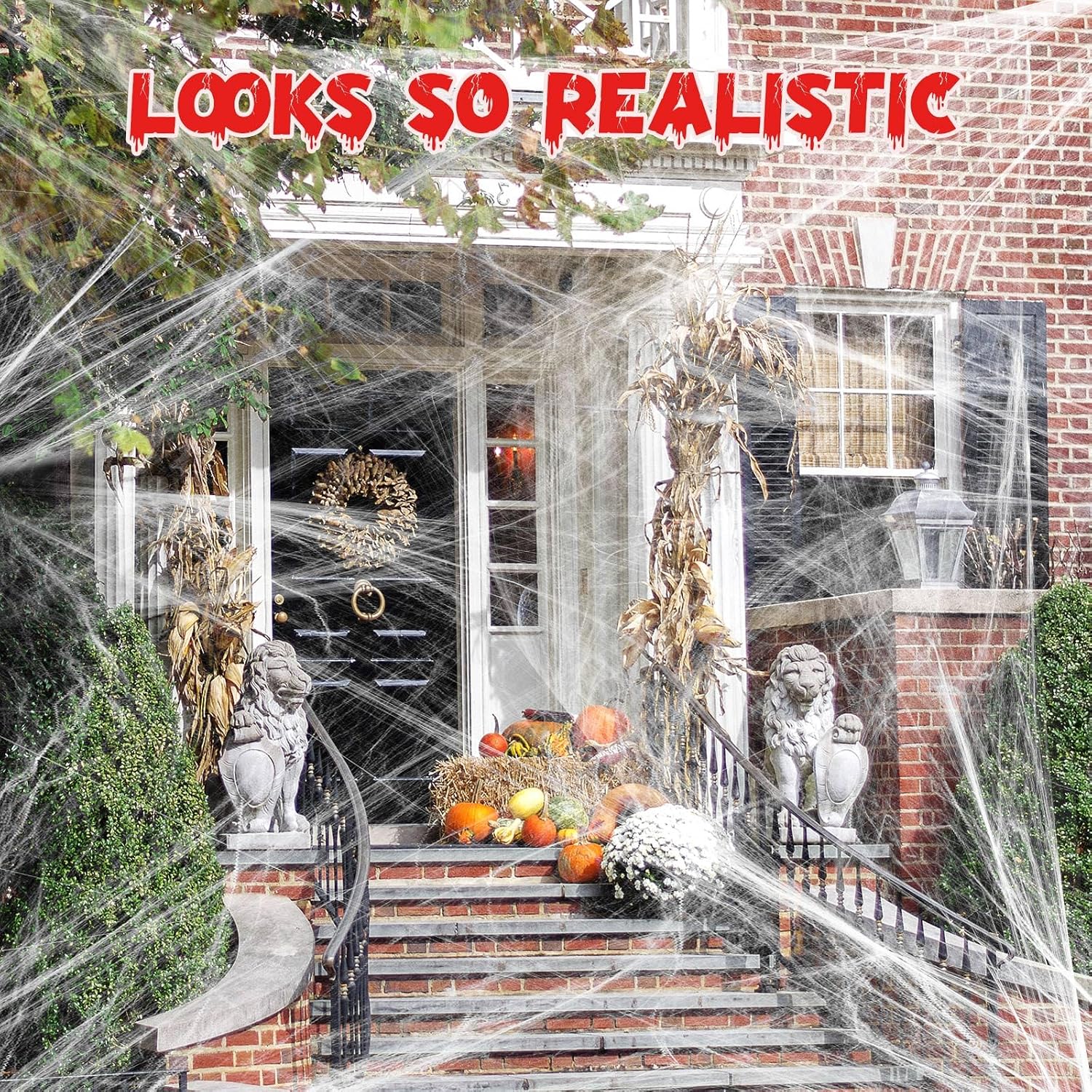 1000 sqft Halloween Spider Web Decorations, Super Stretch Fake Spider Webs, White Webbing Spooky Cobwebs Halloween Supplies for Halloween Party Decorations Bar Haunted House