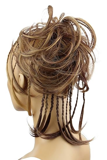 Reddish Brown Blonde Mix #33H27 G19D: Prettyshop Hairpiece Hair Rubber Scrunchie Scrunchy Updos Voluminous Wavy Messy Bun Reddish Brown Blonde Mix #33H27 G19D