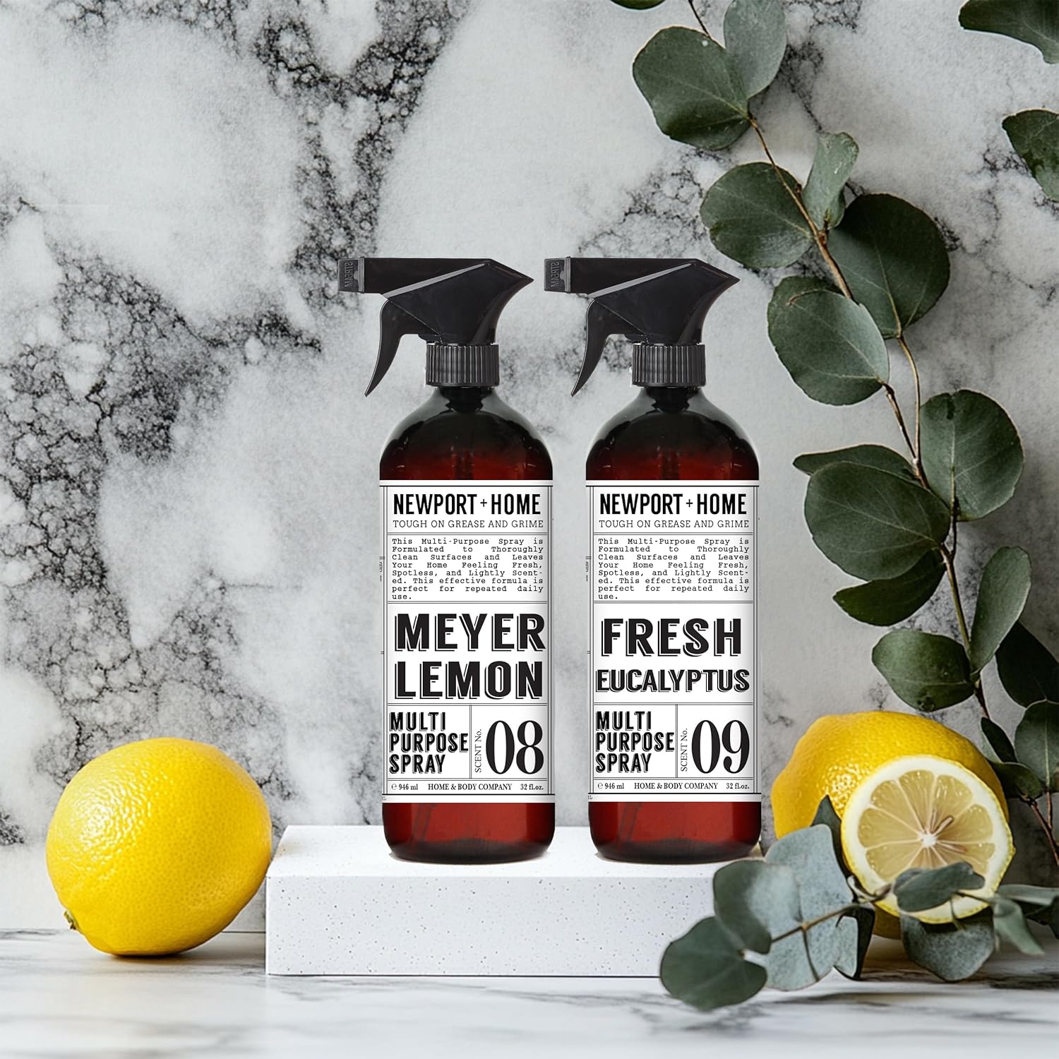 Newport + Home Multi-Purpose Spray, Meyer Lemon & Fresh Eucalyptus Scents, Tough on Grease and Grime, 32 fl oz, Set of 4 - Image 2