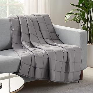SERTA Zen Rest Wrinkle Resistant Adult Heavy Weighted Throw Blanket Filled with Glass Beads, 15 lbs (60 in x 80 in), Grey