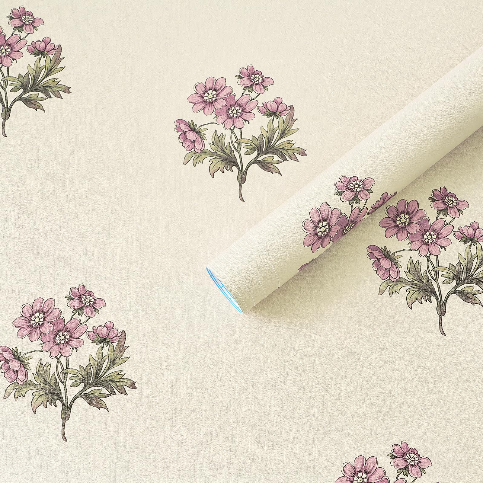 Photo 1 of Safiyya Peel and Stick Wallpaper Beige Floral Vintage Cottage Core Contact Paper Neutral Wildflowers Farmhouse Wall Paper Waterproof Self Adhesive Removable Wallpaper for Bathroom Bedroom 17.3”×78.7”