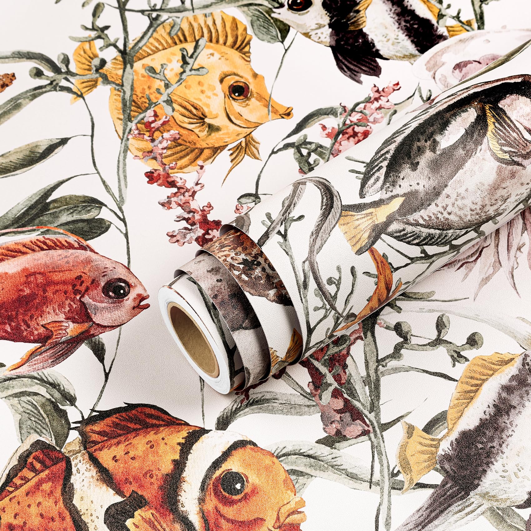 Papier peint poisson à coller et à peler amovible pour masquer un mur