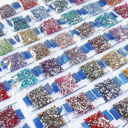 Miniatura 5 de 60000 Piezas 60 Colores Cuentas de Diamantes de Imitación para Pintura de Diamantes Cuentas Redondas de Resina de Fondo Plano Diamantes de Arte de