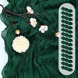 15 Pack Emerald Green Cheesecloth Table Runner 17 x 108 Inch Fall Thanksgiving Boho Rustic Farmhouse Gauze Cheese Cloth Runner for Wedding Party Baby Shower Home Decor Holiday Decorations