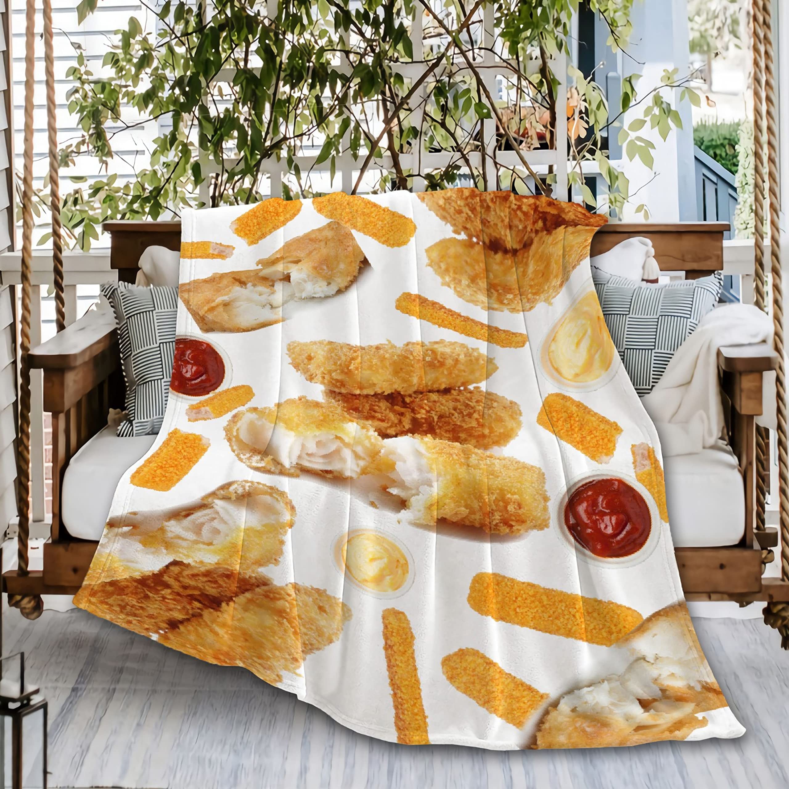 Naiagiri Crispy Fish Fingers Fish Nuggets Ultra Soft Flannel Fleece Throw Blankets, Microfiber Comforter Outdoor Moving Cover For Beach Picnic Couch Small 50"X40"（Throw） Kid