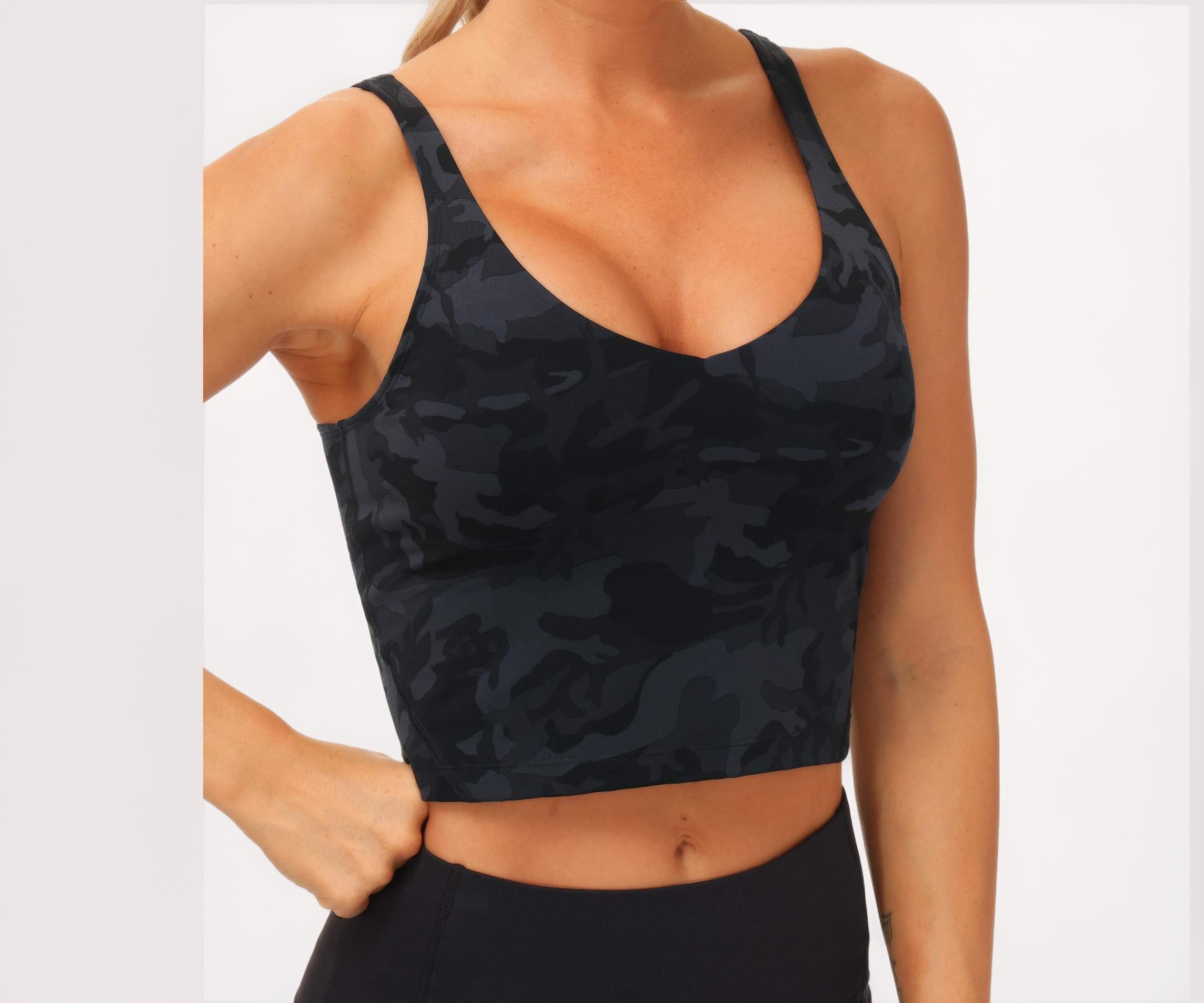 THE GYM PEOPLE Womens' Sports Bra Longline Wirefree Padded with Medium Support