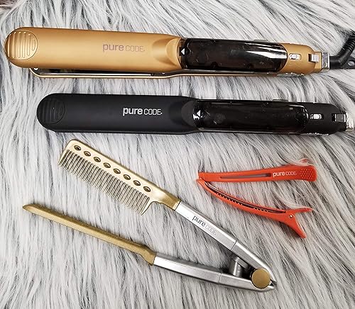 Miniatura 3 de PURECODE - Peine para alisar el cabello, desenreda el cabello para plancha plana, alisador de pelo y rizador 2 en 1 para peinar el cabello