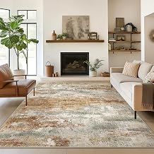 BEIMO Area Rugs 5x7 for Living Room Bedroom, Modern Abstract Machine Washable Rug, Soft Low Pile Floor Cover with Non Slip Backing for Dining Room, Orange Green