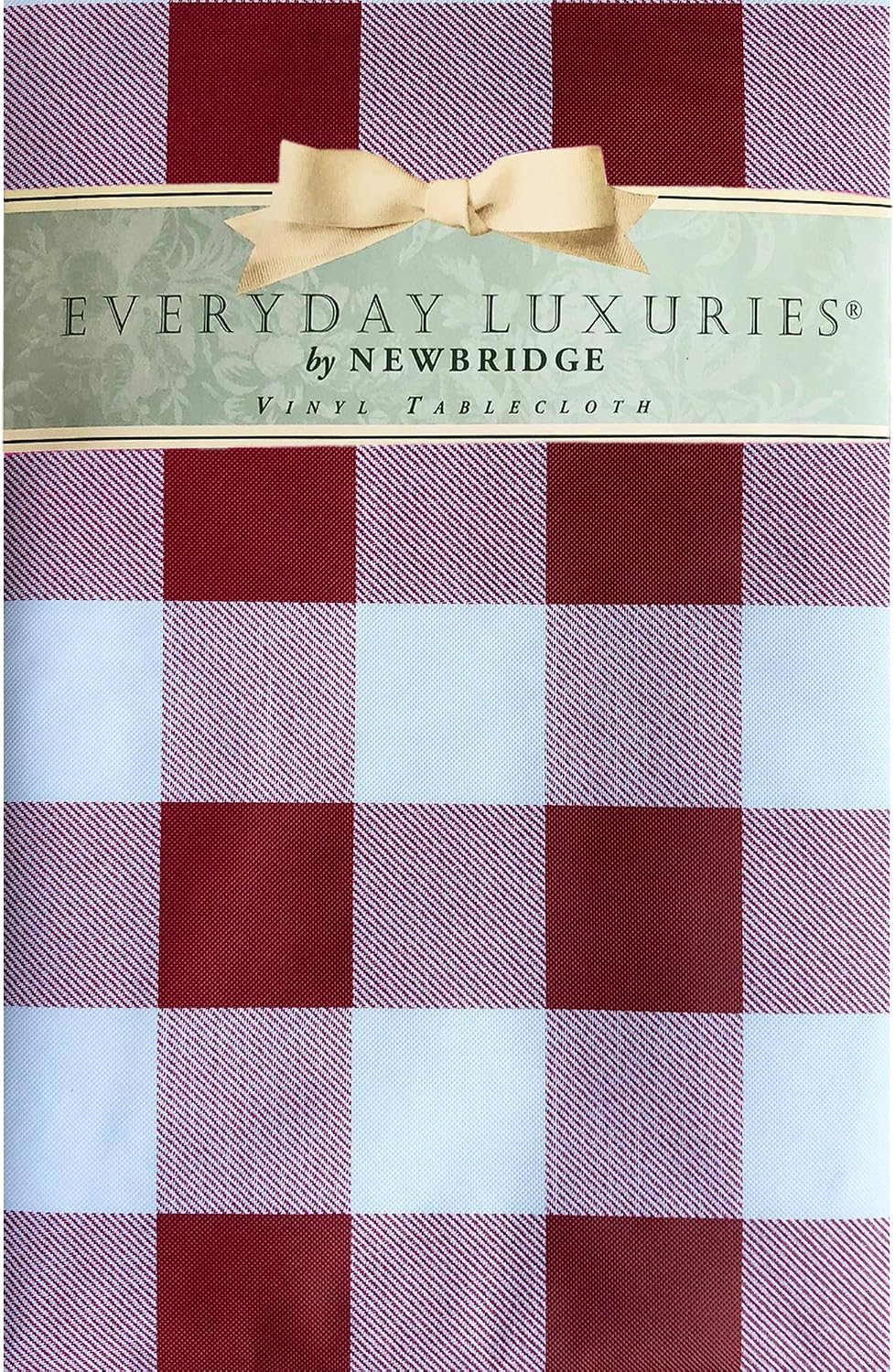 Newbridge Cottage Gingham Buffalo Check Vinyl Flannel Backed Tablecloth - Rustic Checkered Indoor/Outdoor Vinyl Picnic, BBQ and Dining Tablecloth - 60” x 102” Oblong/Rectangle, Red