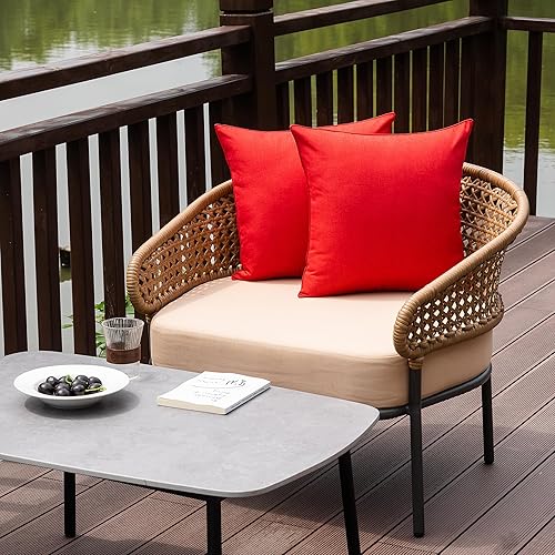 Miniatura 5 de NiNi ALL - Juego de 2 fundas de almohada impermeables para exteriores, decorativas, para casa de campo, jardín, patio, tienda de campaña, sofá, de