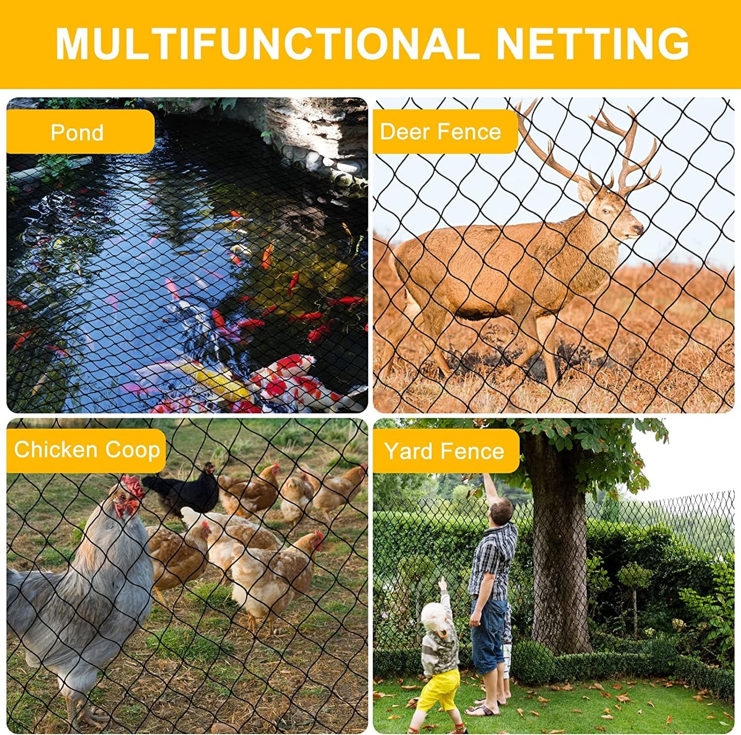 Bird Nets 25'x100' with 1" Mesh Nylon Poultry Netting Heavy Duty Aviary Net Chicken Coop Netting, Garden Netting Deer Fence for Fruit Tree Trellis Net