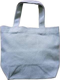 Chezi Plain Thick Canvas Mini Tote Bag DIY 9x8x4 (Light Blue)