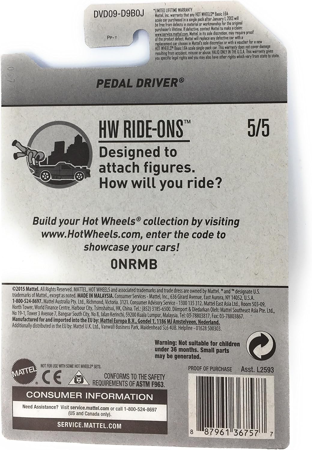 Hot Wheels 2017 HW Ride-Ons Pedal Driver, Blue (Treasure Hunt)