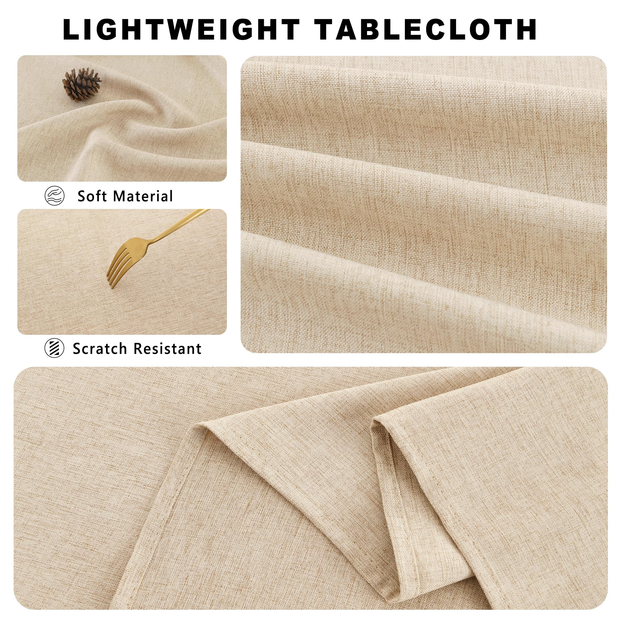 DWCN Lichtgrijs tafelkleed, rond, 140 cm, vlekbescherming, afwasbaar, waterdicht, tafelkleed voor eetkamer, tuin, feest, bruiloften of thuis