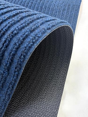 Miniatura 7 de Tough Collection - Rollo de alfombra, gris, marrón, azul, de 69 cm o 91 cm de ancho, goma antideslizante en la parte inferior, Sintético, Azul