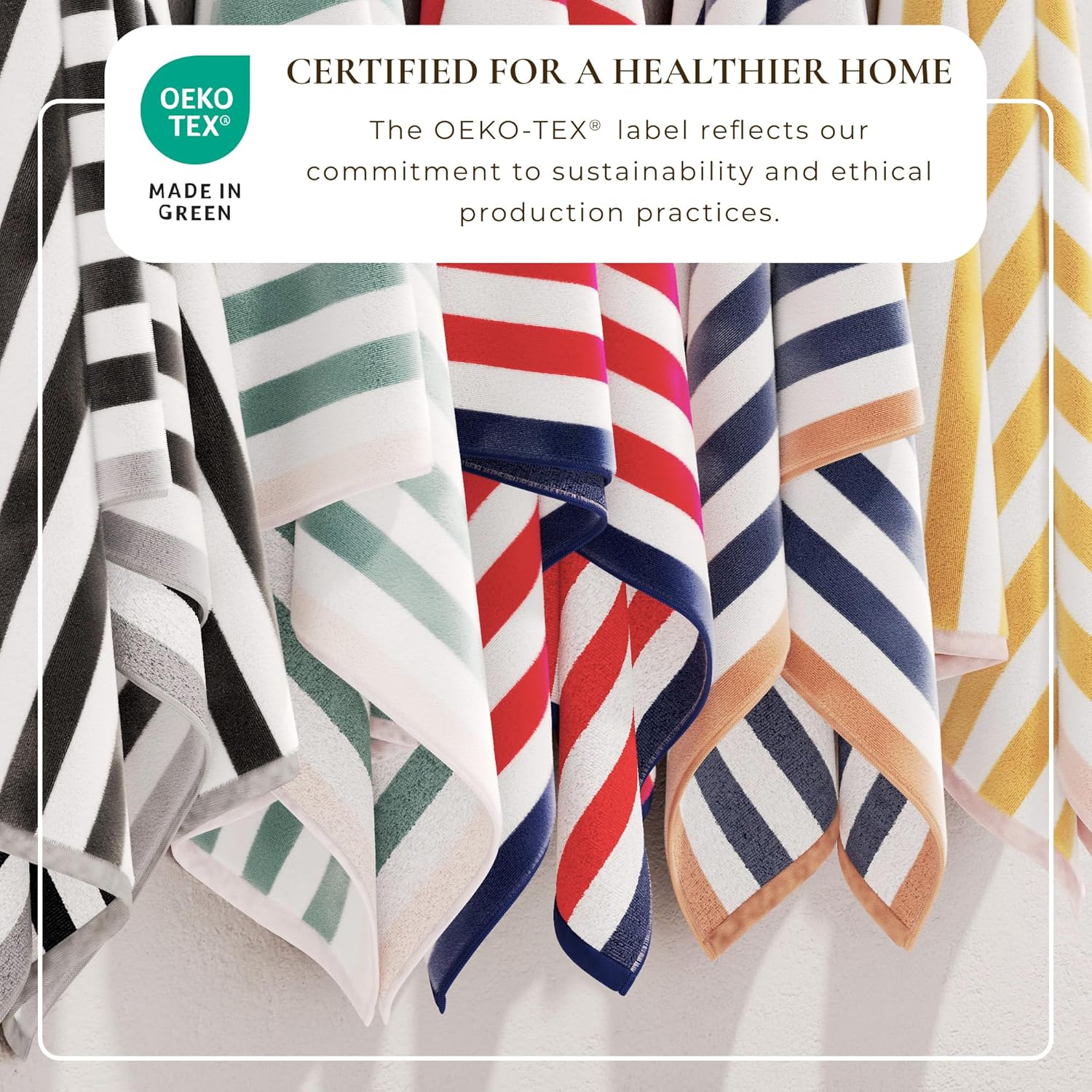 Great Bay Home 100% Cotton Velour Beach Towels - Oversized (35" x 70") Stripe Border Pool Towel - Quick Dry, Absorbent, Ultra-Soft (Red/Navy)