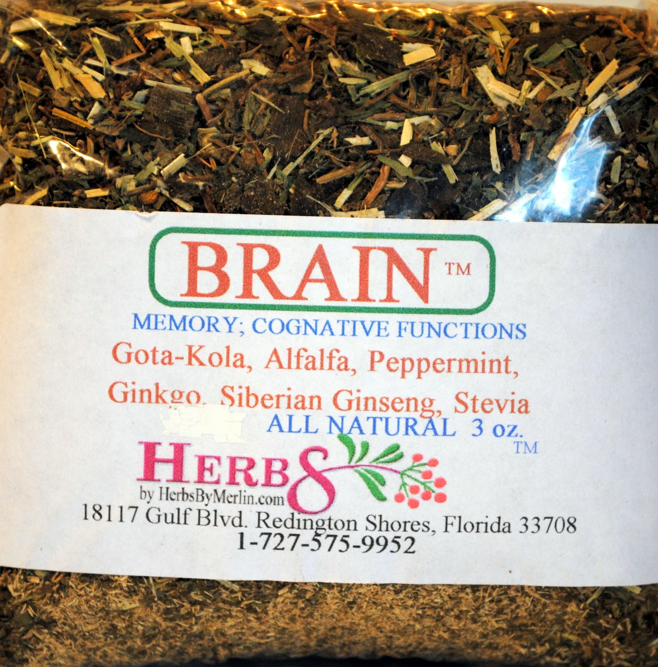 Herbs By MerlinBRAIN TEA (Cognitive Function, Memory) Organic Loose Leaf Tea 3 oz