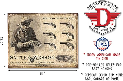 Miniatura 2 de Desperate Enterprises Smith & Wesson Revolver Manufacturer Tin Sign, 16"W x 12.5"H