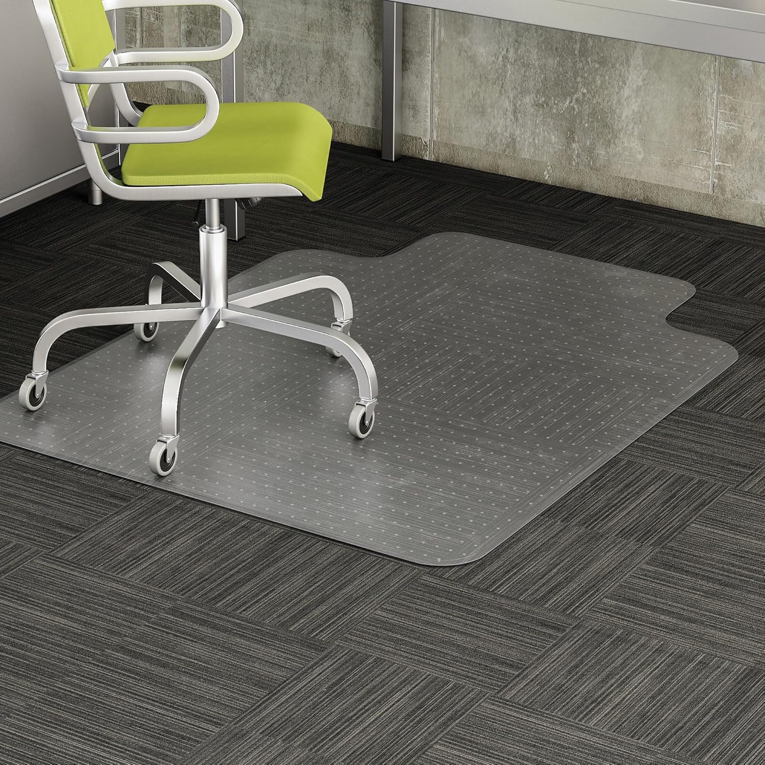 Deflect-O DuraMat Chair Mat for Low-Pile Carpet, Wide Lip, 45 W x 53 D, Clear