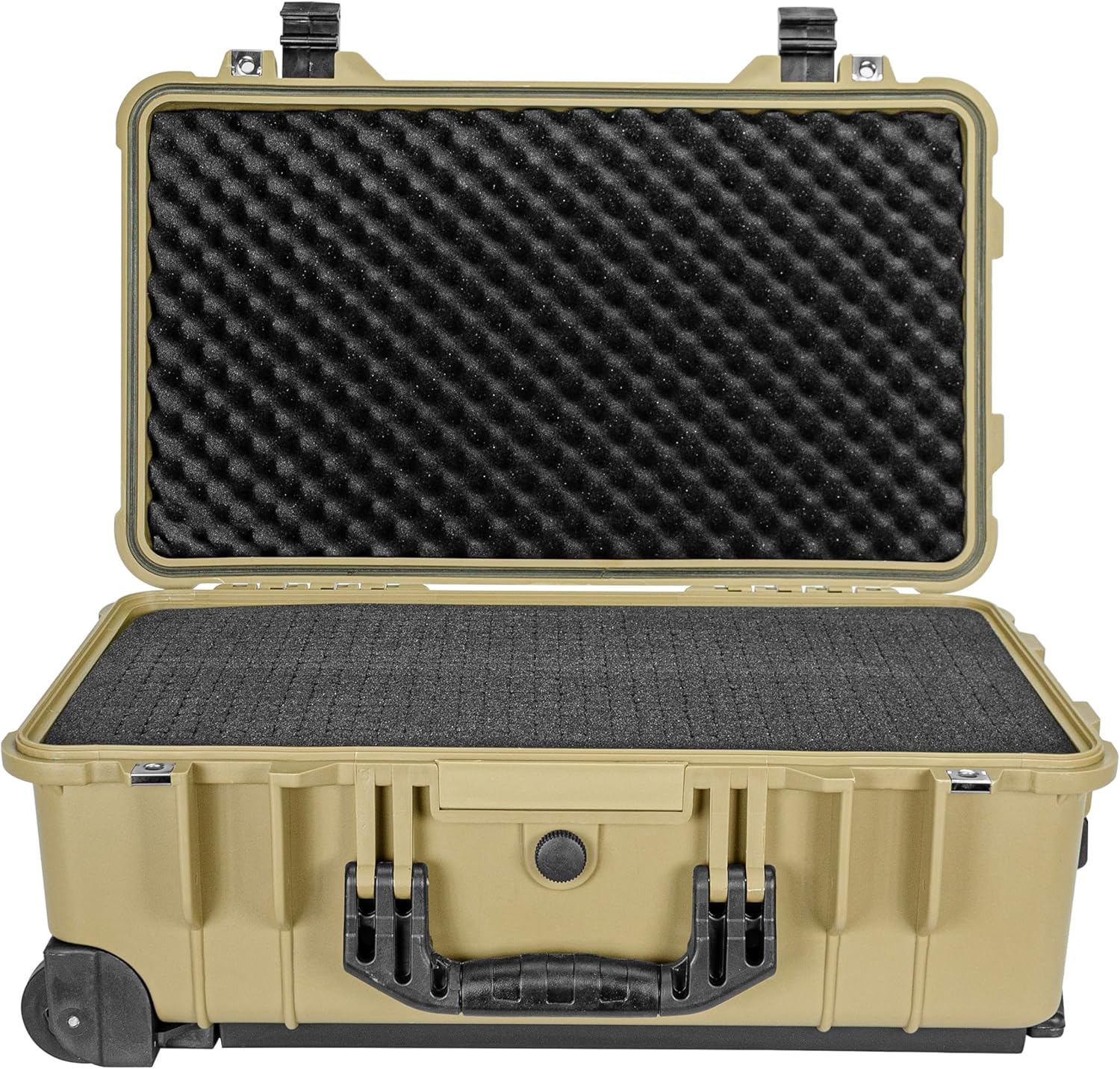 Eylar 22" Carry-On Travel Roller Gear, Camera, Drones, Tools, Equipment Hard Case Waterproof with Foam (Tan)