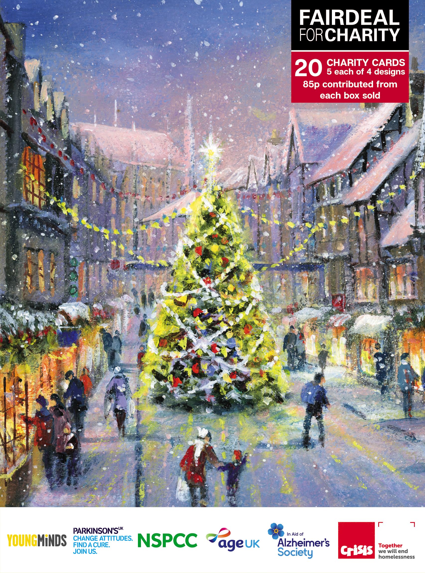 Box of 20 Fairdeal Magical Winter Wonderland Charity Christmas Cards in 4 Designs BUCF0003, Pastel, White, Blue, Grey