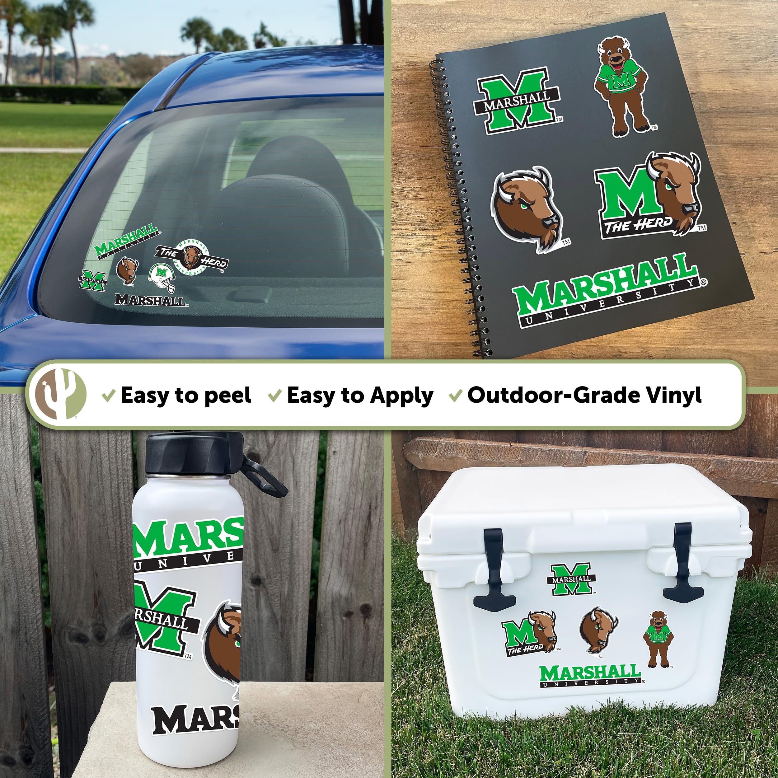 Desert Cactus Marshall University Sticker Sheet - Thundering Herd MU Vinyl Decals For Laptop, Water Bottle