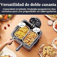 Vista 3 de Elite Gourmet EDF434 - Freidora eléctrica con capacidad de aceite de 4.5 cuartos con perilla de temperatura, 2 cestas, potente de 1700 vatios, tapa