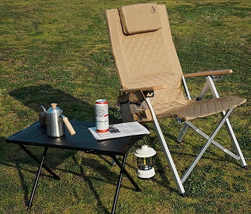 Miniatura 2 de Silla de campamento reclinable de aluminio, sillas de césped plegables resistentes con respaldo alto ajustable de 4 etapas para adultos, silla