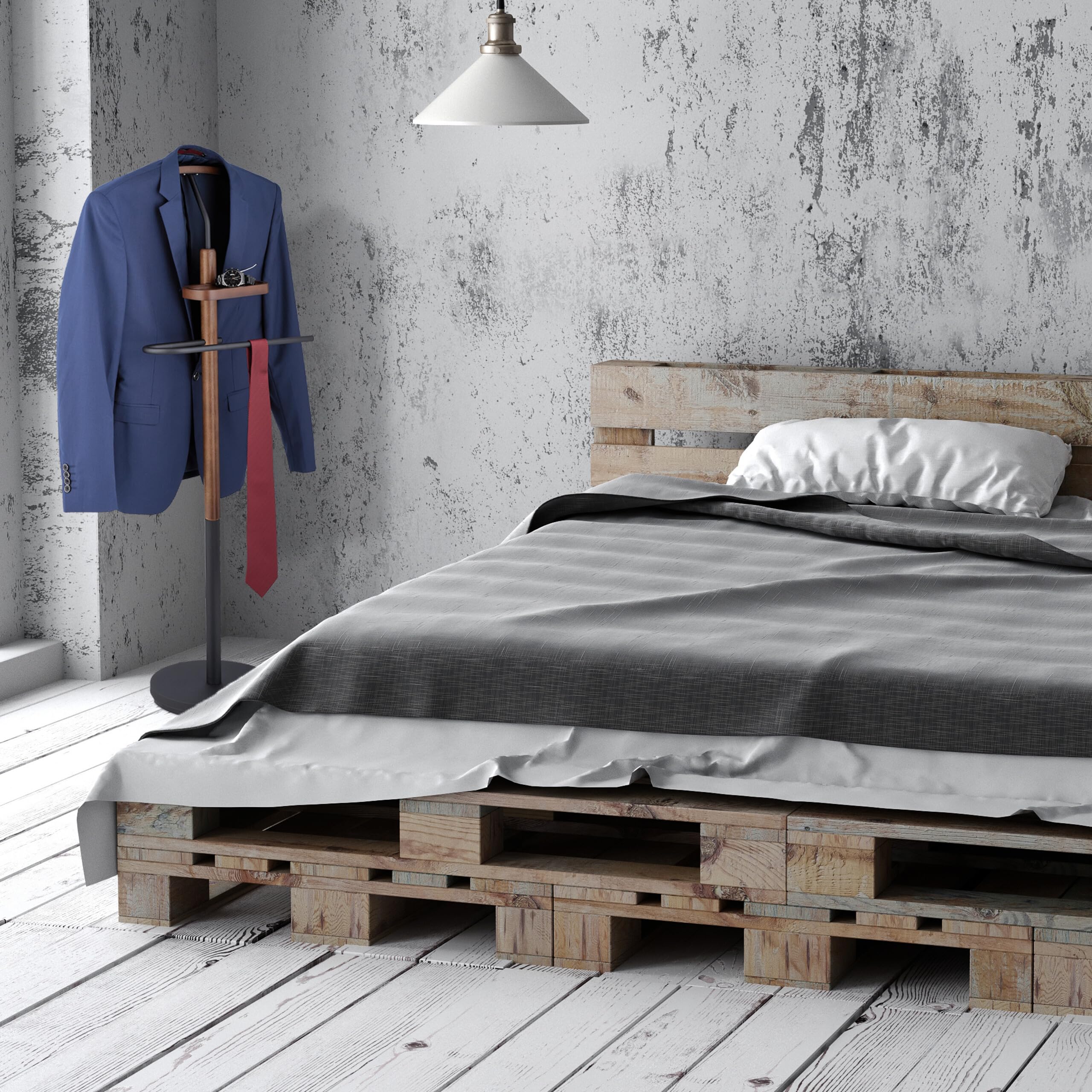 Relaxdays Galán de Noche con Balda para Joyas, Camisa y Pantalón, 116x47x28 cm, MDF y Acero, Mozo Perchero, Negro/Marrón