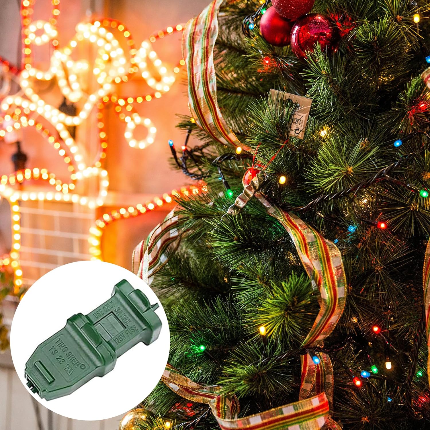 DECOHS 50 Pcs Christmas Lights Weatherproof Gaskets, Outdoor Extension Cords Gaskets Plug Cover, Waterproof Stop Tripping GFCI Protector for Xmas Light Installation, Electrical Cord, Indoor Gardening