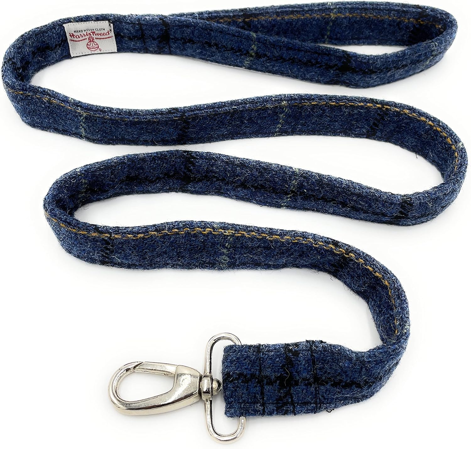 Harris Tweed Dog Collar And Lead Set Blue Overcheck (Medium) - Image 3