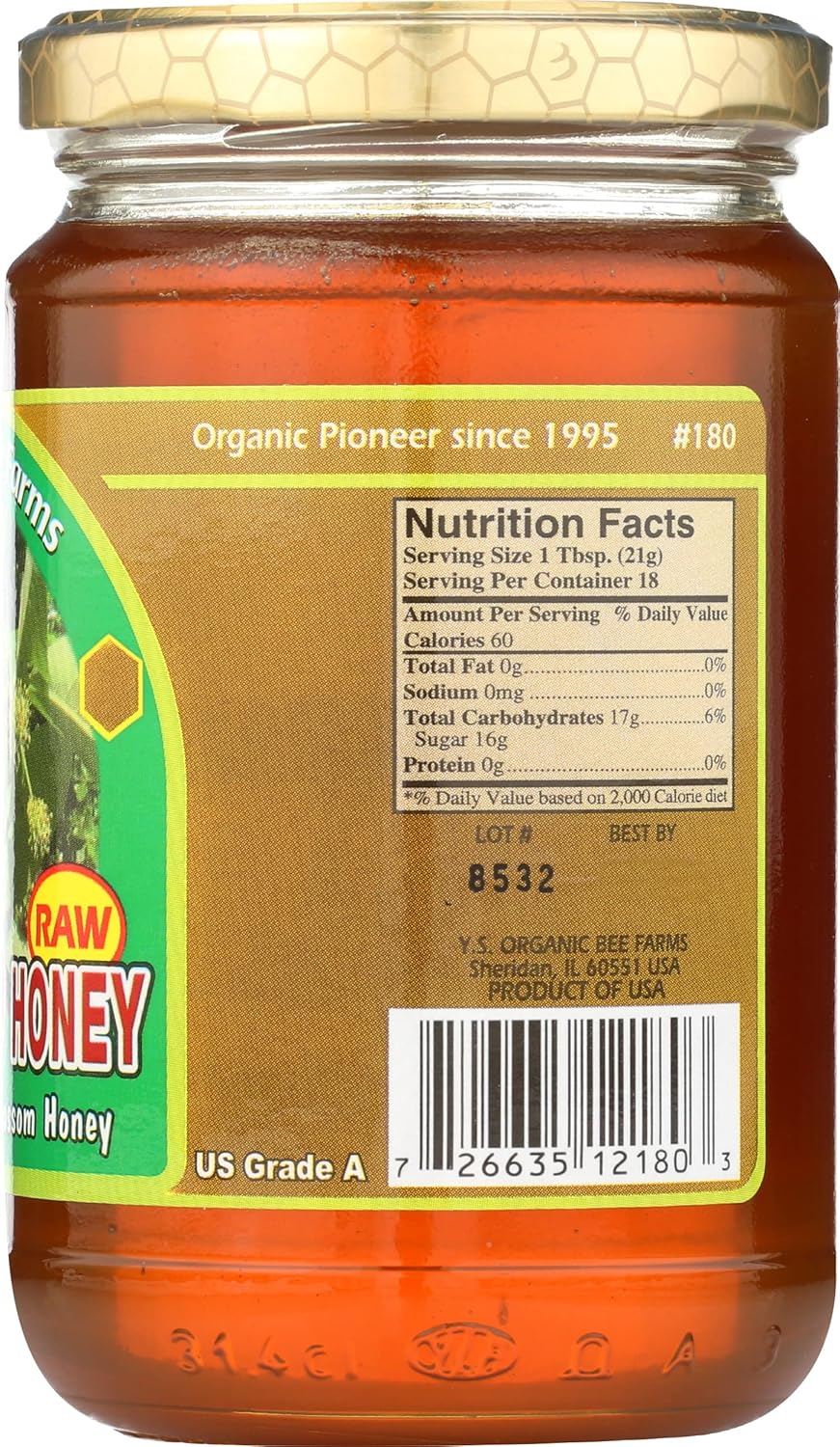 YS BEE FARMS Raw Tupelo Blossom Honey, 13.5 OZ